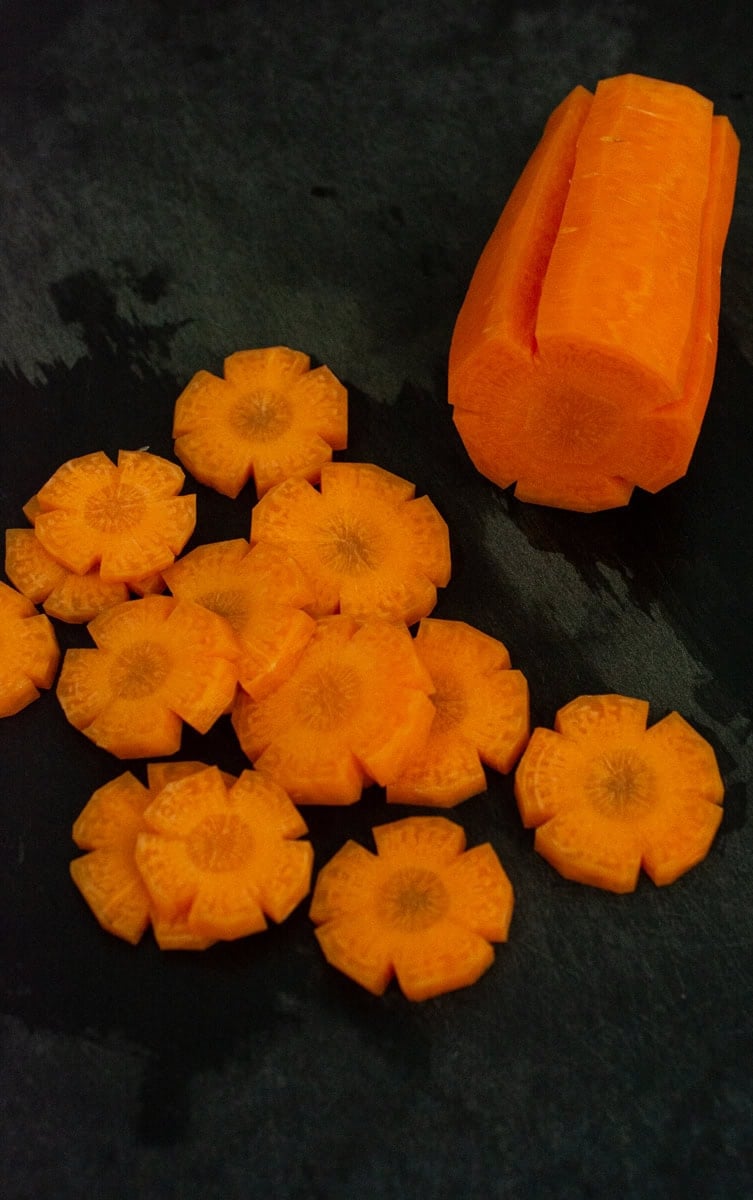 carrots cut into flowers