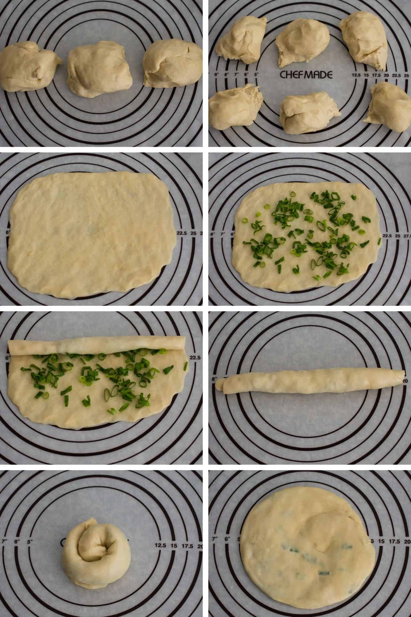 steps on how to shape chinese scallion pancakes