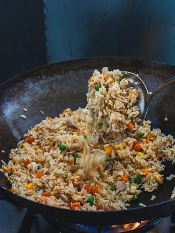 fried rice in a wok