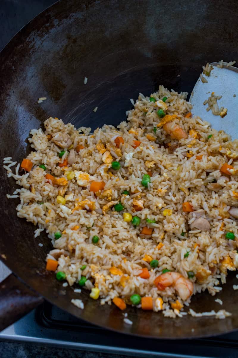 fried rice in a wok